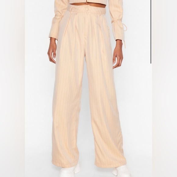 Nasty Gal Dressed To The Lines Pinstripe Wide-Leg Pants - Picture 1 of 5